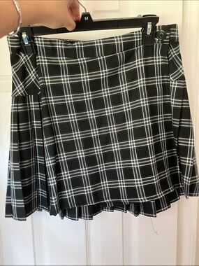 Jolt Black and White Plaid Pleated Skater Skirt